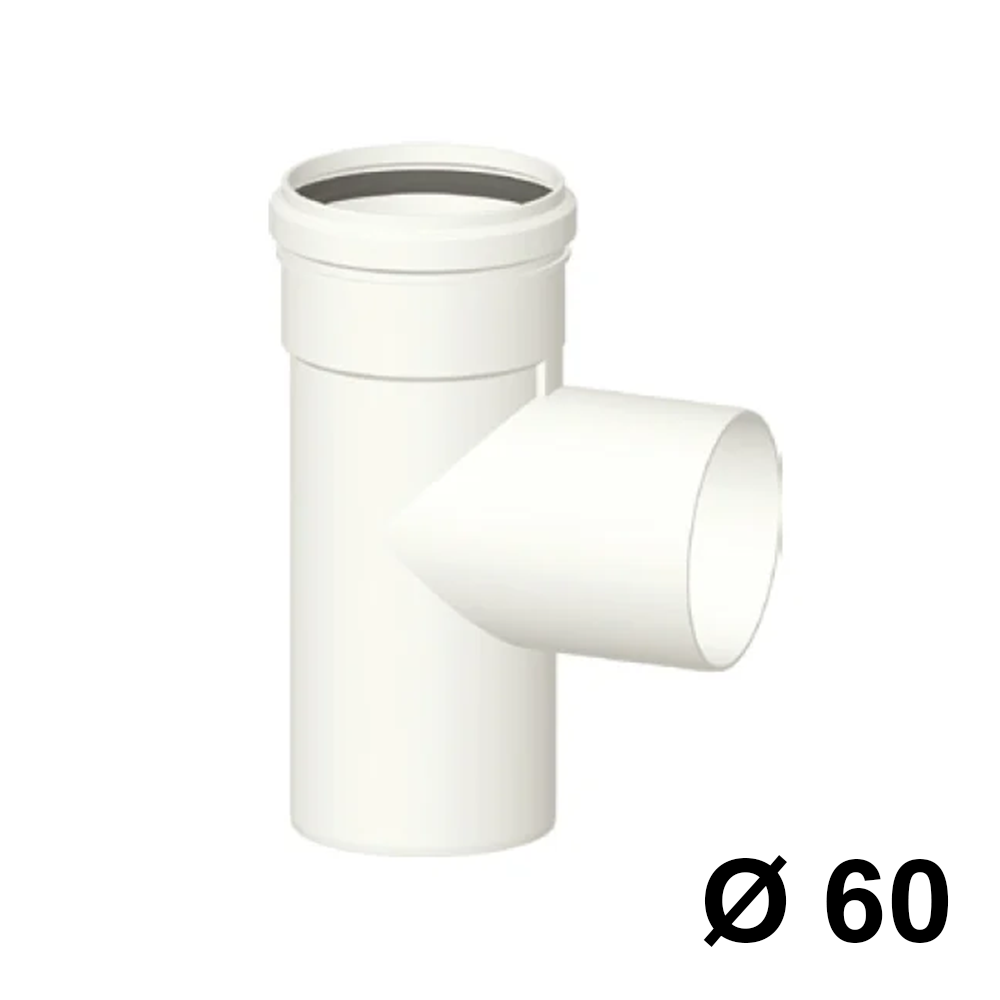 Raccordo a TEE in PPS bianco ? 60mm fumi caldaia condensazione