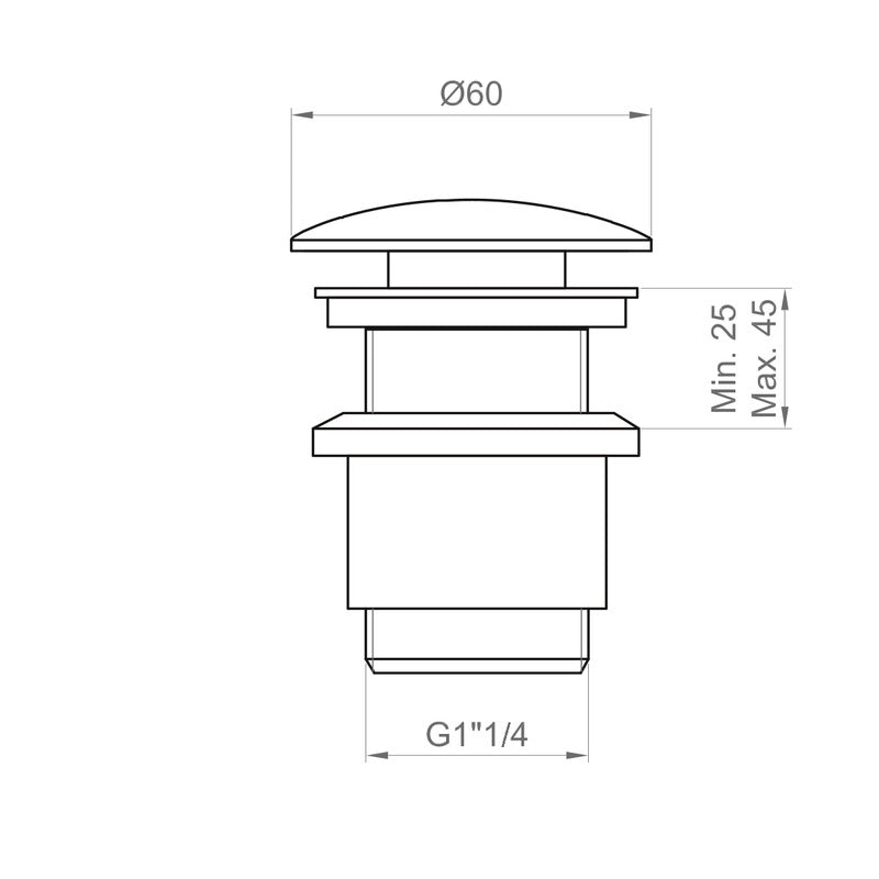Piletta tappo scarico molla click clack 1''1/4 senza troppo pieno Ponsi