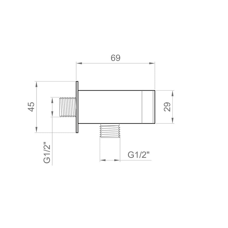 Presa acqua QUADRA con supporto in ottone cromato Ponsi