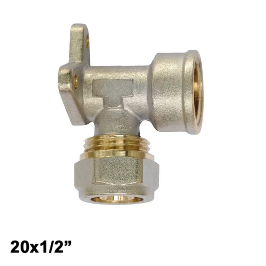 Multistrato avvitare - Gomito 90° con staffa filettato femmina 20 x 1/2