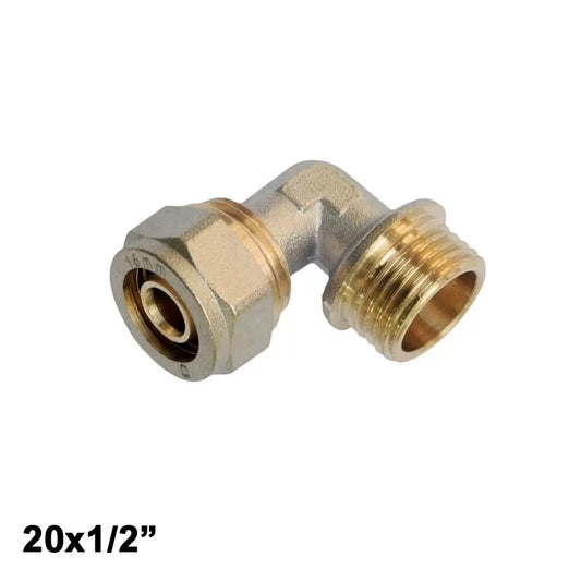 Multistrato avvitare - Gomito 90° filettato maschio 20 x 1/2''