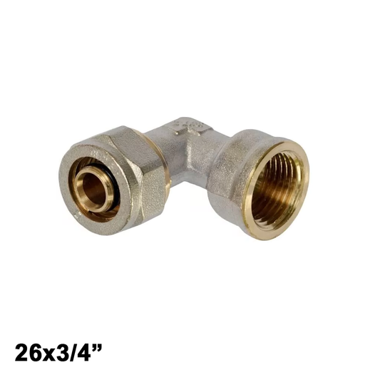 Multistrato avvitare - Gomito curva 90° femmina 3/4'' x 26 mm