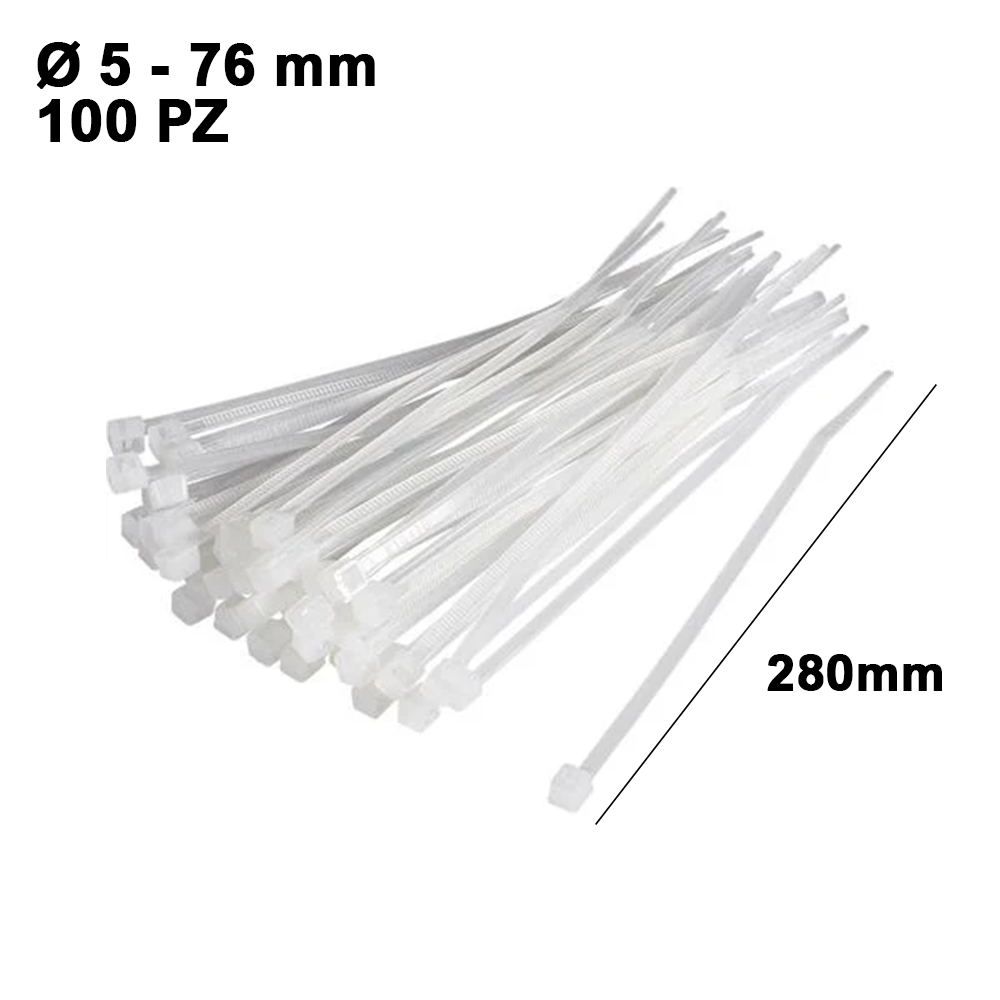 Fascetta fascette stringenti in plastica nylon per elettricista lunghezza 280 mm  - confezione 100 pezzi