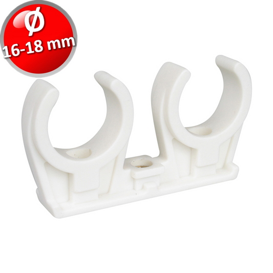 COLLARE IN PLASTICA A SCATTO DOPPIO PER TUBO RAME E MULISTRATO D. 16-18 MM