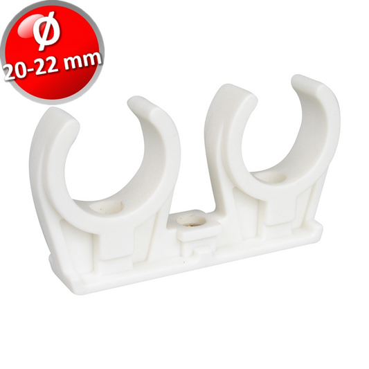 COLLARE IN PLASTICA A SCATTO DOPPIO PER TUBO RAME E MULISTRATO D. 20-22 MM