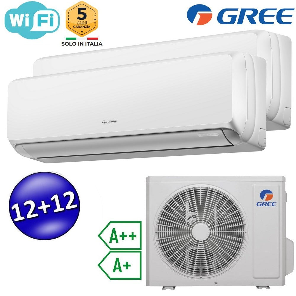 Climatizzatore inverter FULI dual split Wi-Fi 12000 + 12000 Btu (U.E.18) GREE R32 classe A++/A+