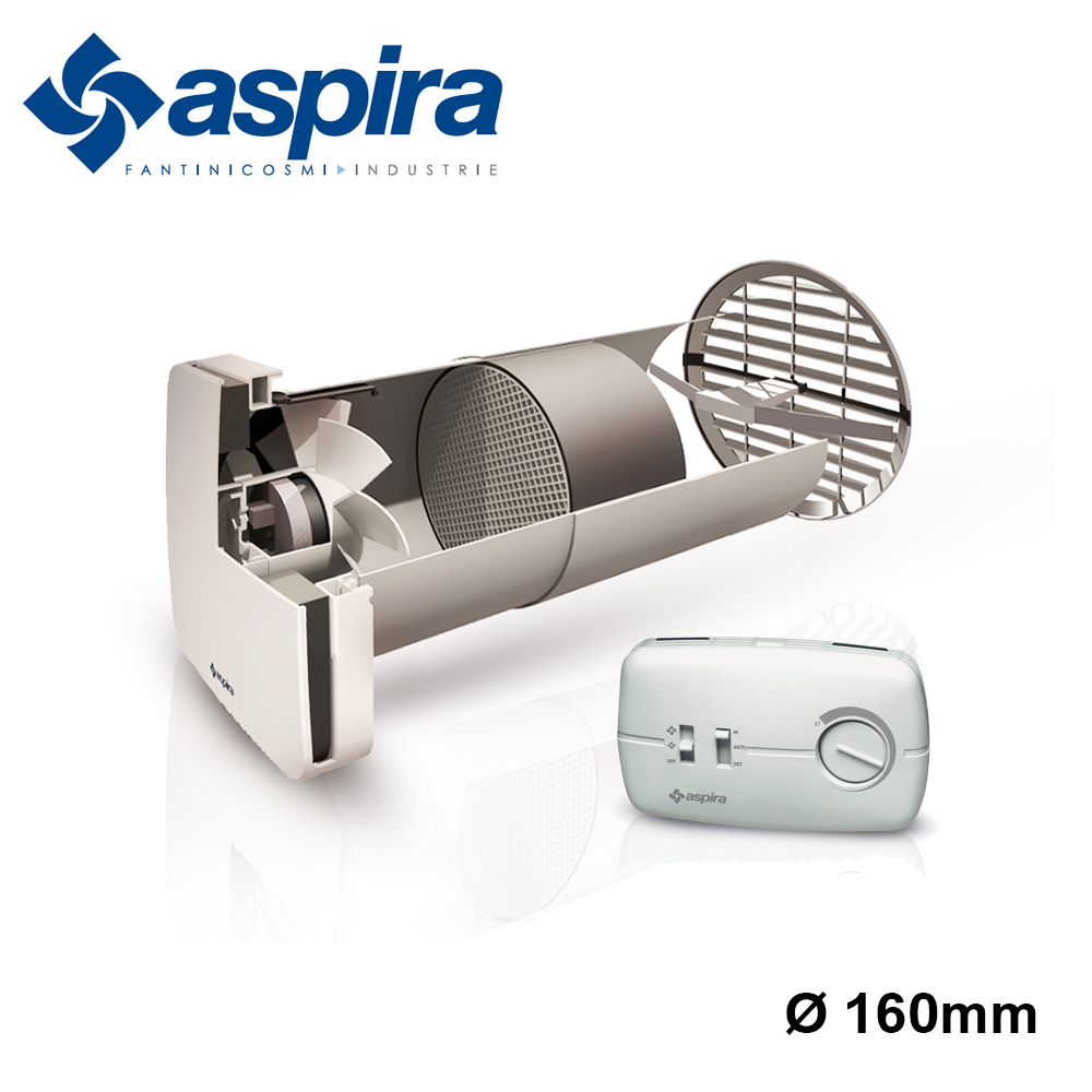 ASPIRA - Aspirvelo Air Ecocomfort recuperatore di calore ? 160 mm con comando a parete via cavo