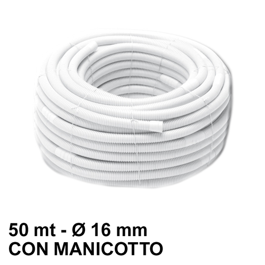 Rotolo tubo scarico condensa 50 mt - ? 16 mm CON MANICOTTO