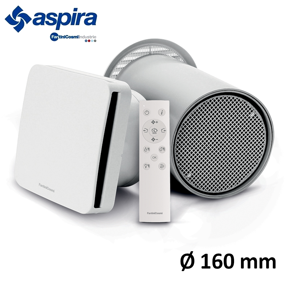 ASPIRA - ECOCOMFORT PLUS VMC PUNTUALE CON TELECOMANDO AD INFRAROSSI D. 160 MM