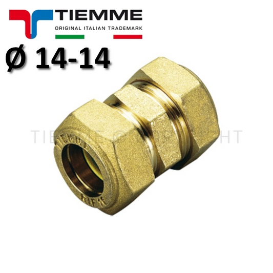 RACCORDO DIRITTO DOPPIO A COMPRES/TENUTA ORING (GAS) TUBO CU ? 14-14 mm