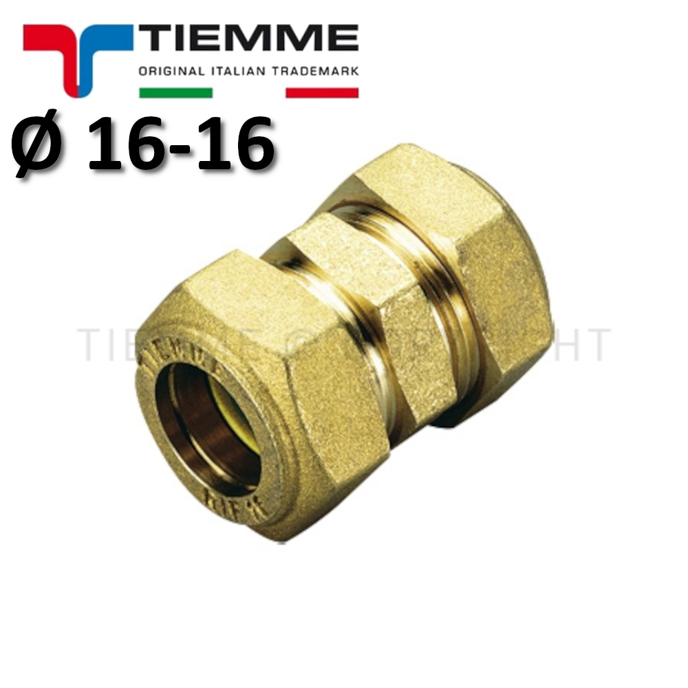 RACCORDO DIRITTO DOPPIO A COMPRES/TENUTA ORING (GAS) TUBO CU ? 16-16 mm