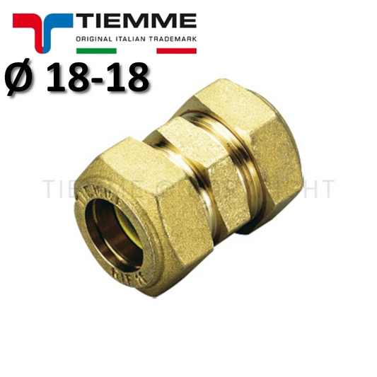 RACCORDO DIRITTO DOPPIO A COMPRES/TENUTA ORING (GAS) TUBO CU ? 18-18 mm