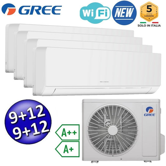 Climatizzatore inverter COSMO quadri split Wi-Fi 9+9+12+12 Btu GREE R32 classe A++/A+