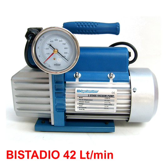 Pompa vuoto bistadio 42 Lt/min elettrovalvola e vacuometro