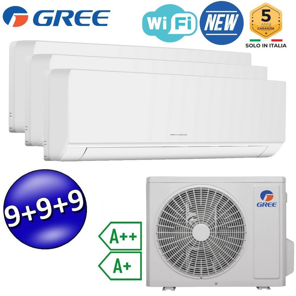 Climatizzatore inverter COSMO trial split Wi-Fi 9000 + 9000 + 9000 Btu GREE R32 classe A++/A+