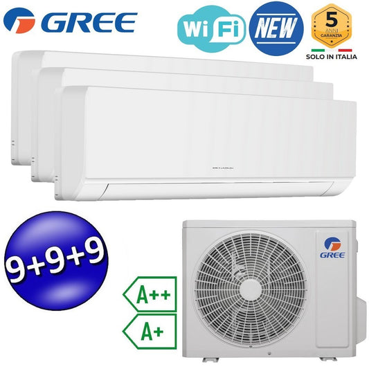 Climatizzatore inverter COSMO trial split Wi-Fi 9000 + 9000 + 9000 Btu GREE R32 classe A++/A+