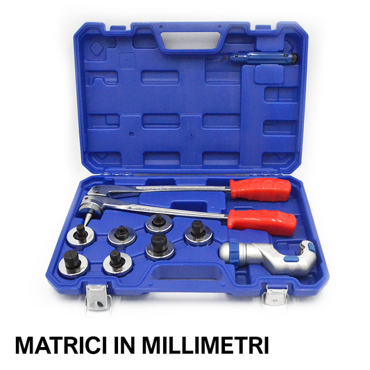 Espansore manuale a pinza per tubi rame con 7 matrici sistema metrico in mm
