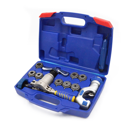 Cartellatrice a manico con dime intercambiabili pollici e millimetri