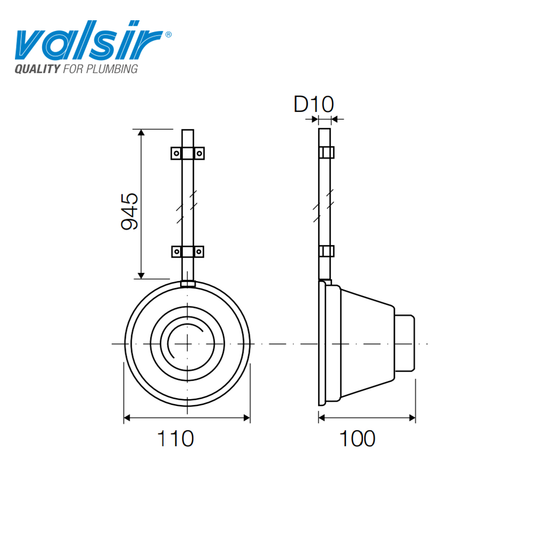 Pulsante pneumatico esterno per montaggio a parete cassetta wc Valsir