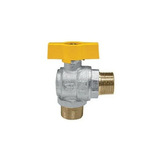 Valvola Venus a sfera squadra 1/2'' MM per gas a farfalla leva gialla
