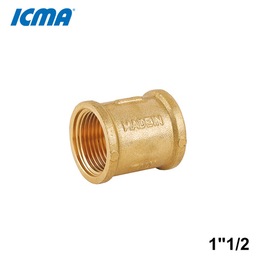 ICMA 1213 Raccordo manicotto F-F 1''1/2 in ottone giallo