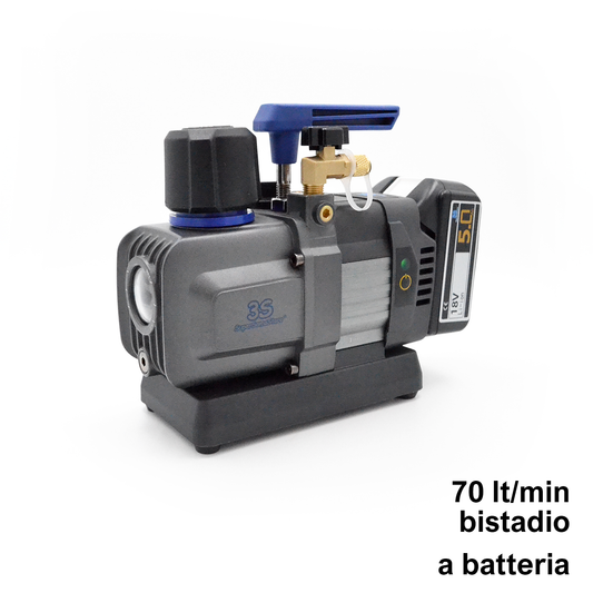 Pompa del vuoto 70 lt/min bistadio con batteria al litio