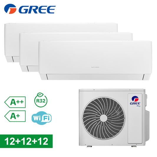 Climatizzatore inverter PULAR trial split Wi-Fi 12000+12000+12000 Btu GREE A++/A+