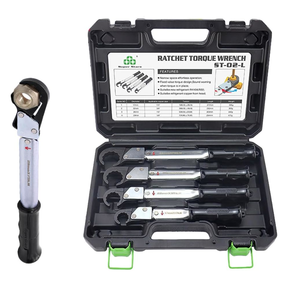 SET DI 4 CHIAVI DINAMOMETRICHE A CRICCHETTO CON CHIAVE APRIBILE DA 17 - 22 - 26 - 29 mm