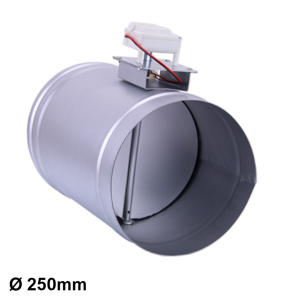 Serranda Circolare Motorizzata 12V ?250 con Regolazione Portata Aria per climatizzatore canalizzato