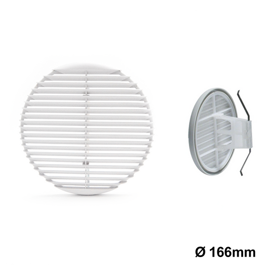Griglia di ventilazione ? 166 mm in plastica con rete e molle