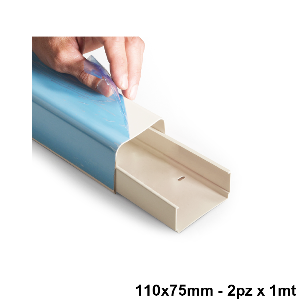 Canalina a copertura completa 110x75mm con Film protettivo - 2 pezzi da 1 mt