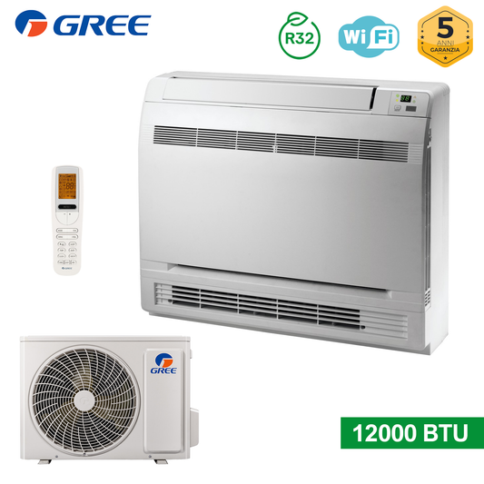 Climatizzatore mono Console pavimento WiFi 12000 Btu GREE classe A+++/A+ inverter R32