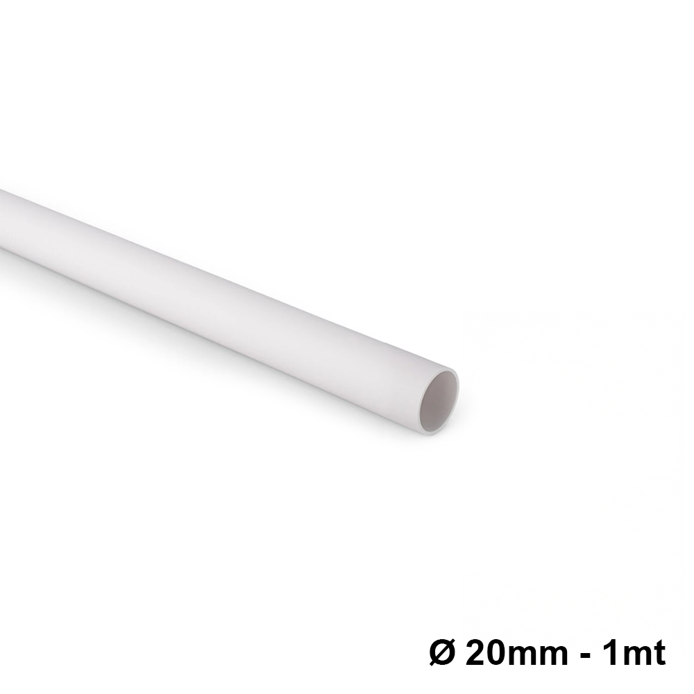 Tubo rigido ? 20 mm in PVC colore bianco RAL 9010 per scarico condensa - LUNGHEZZA 1 mt