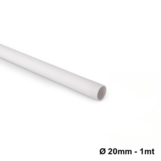 Tubo rigido ? 20 mm in PVC colore bianco RAL 9010 per scarico condensa - LUNGHEZZA 1 mt