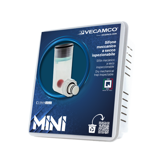 Sifone a secco MINI ispezionabile con scatola da incasso per condensa climatizzatore