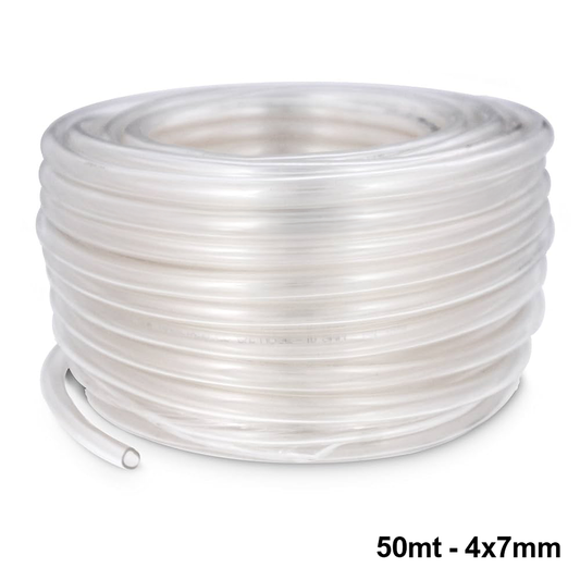 Rotolo 50 mt tubo trasparente 4x7 mm per pompa condensa