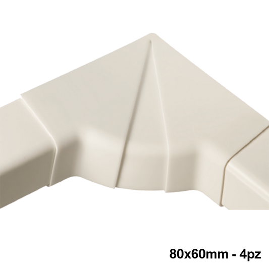 Raccordo angolo interno regolabile per canalina 80x60mm - 4 PZ