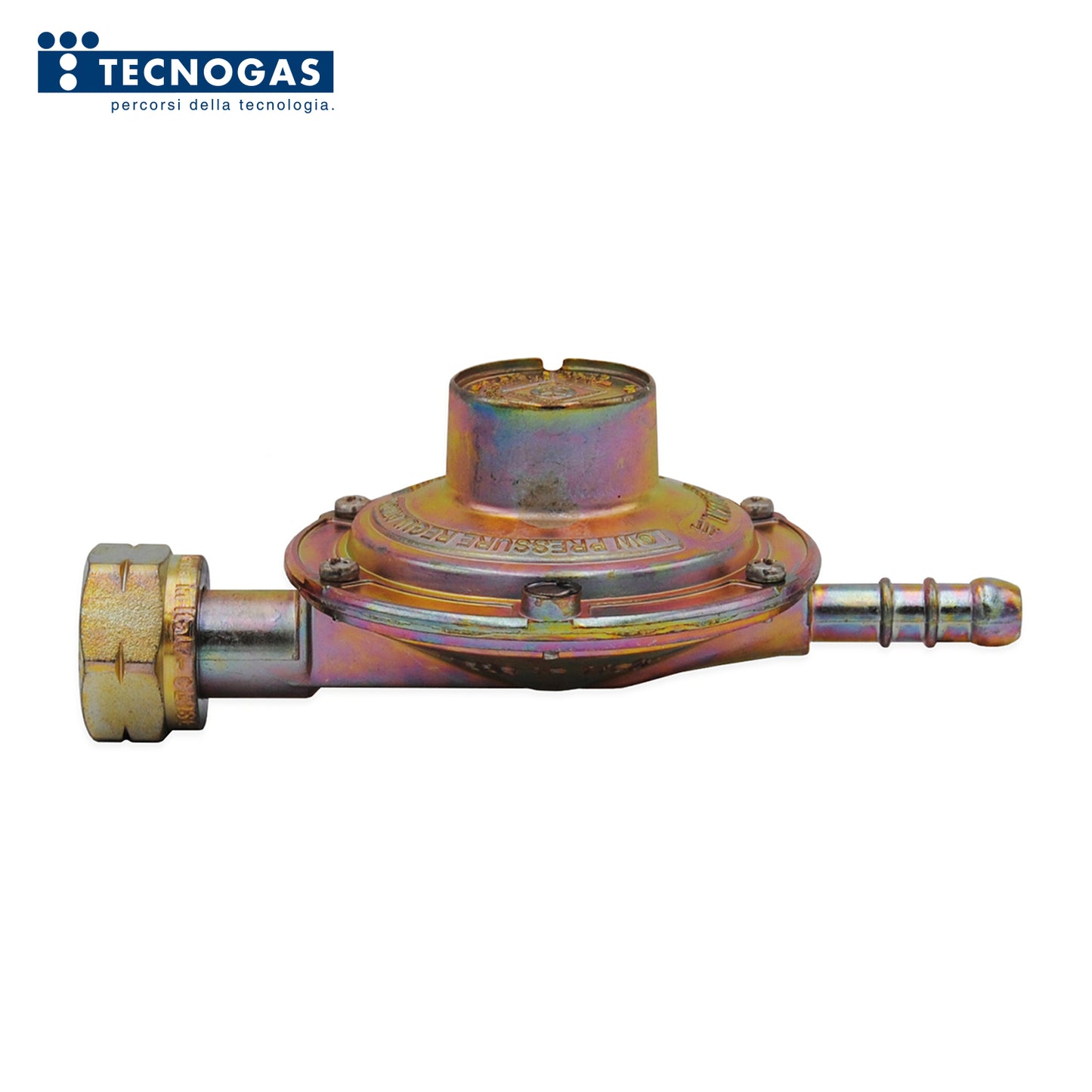 Regolatore di pressione GPL ad uso domestico Taratura fissa 1,1 Kg/h - uscita portagomma