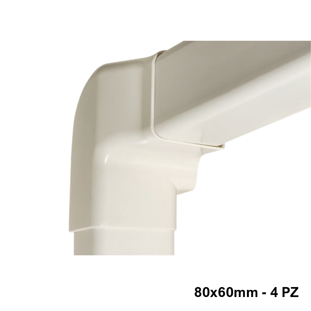 Raccordo angolo verticale sinistro per canalina 80x60mm - confezione 4 PZ