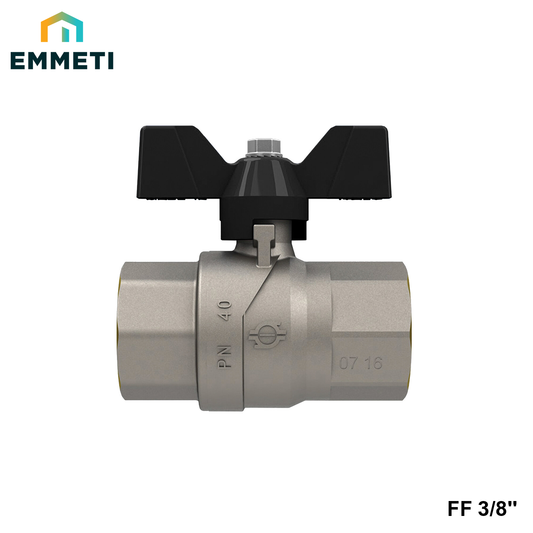 Valvola a sfera acqua FF 3/8'' a farfalla colore nero