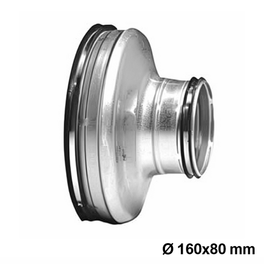 Riduzione stampata maschio maschio in acciaio zincato per condotti 160x80 mm