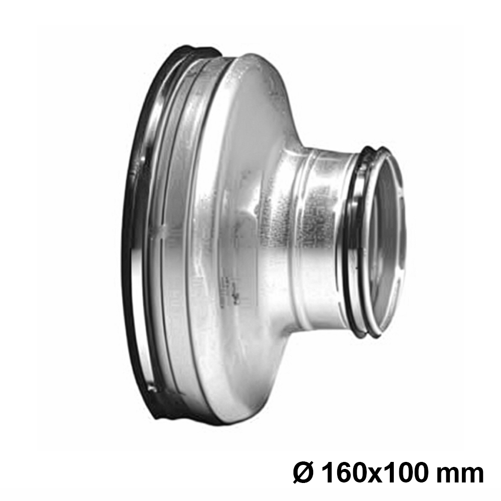 Riduzione stampata maschio maschio in acciaio zincato per condotti 160x100 mm