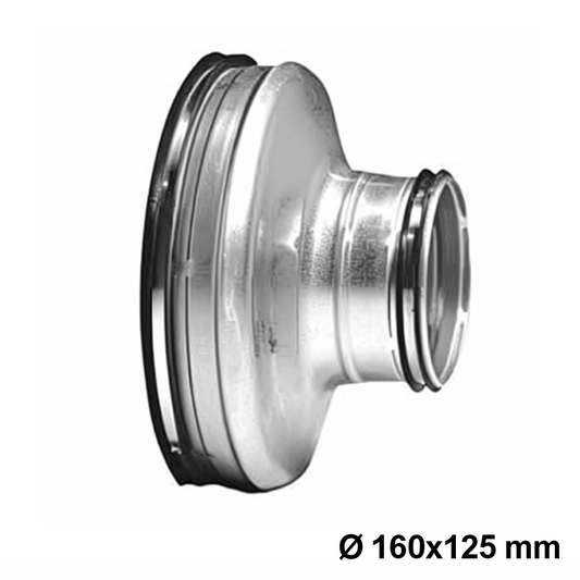 Riduzione stampata maschio maschio in acciaio zincato per condotti 160x125 mm