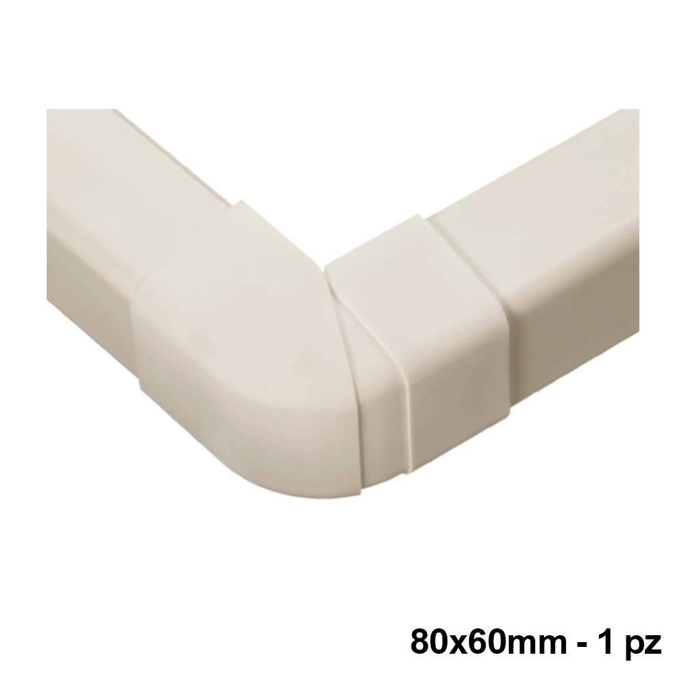 Raccordo angolo esterno per canalina regolabile 80x60mm - 1 PZ