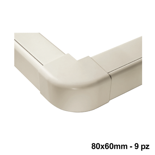 Raccordo angolo esterno per canalina 80x60mm - 9 PZ
