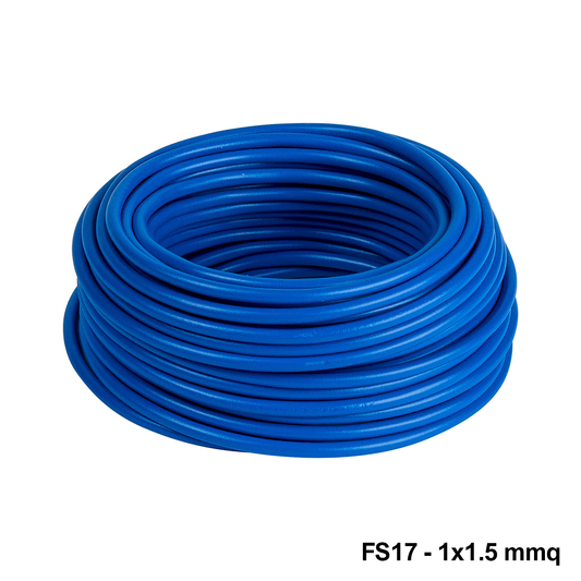 Cavo cordina filo elettrico unipolare FS17 - 1 x 1,5 mmq BLU - rotolo 100 mt