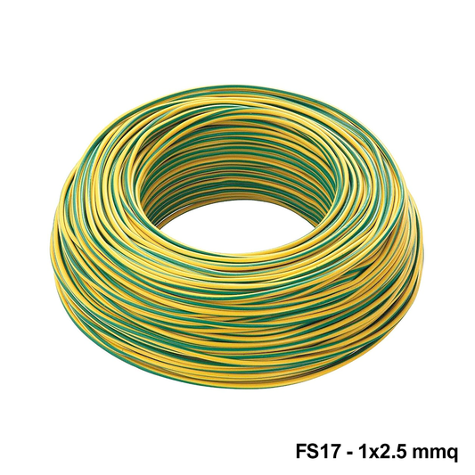 Cavo cordina elettrico unipolare FS17 - 1x2,5 mmq GIALLO/VERDE RT 100 mt
