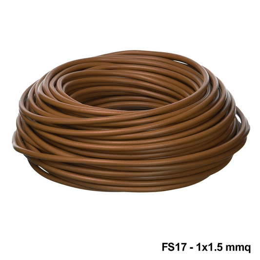 Cavo cordina filo elettrico unipolare FS17 - 1 x 1,5 mmq Marrone - rotolo 100 mt