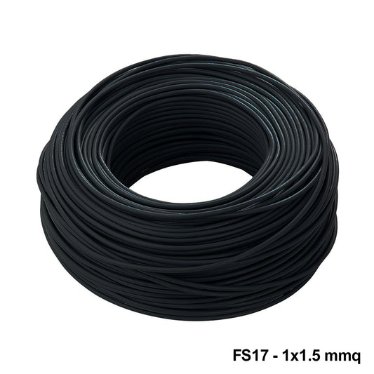 Cavo cordina filo elettrico unipolare FS17 - 1 x 1,5 mmq Nero - rotolo 100 mt