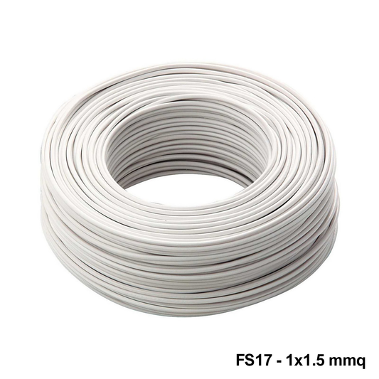 Cavo cordina filo elettrico unipolare FS17 - 1 x 1,5 mmq Bianco - rotolo 100 mt